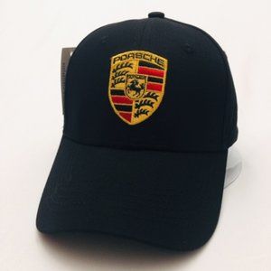 Porsche Design Black Cap with Gold and Red Logo